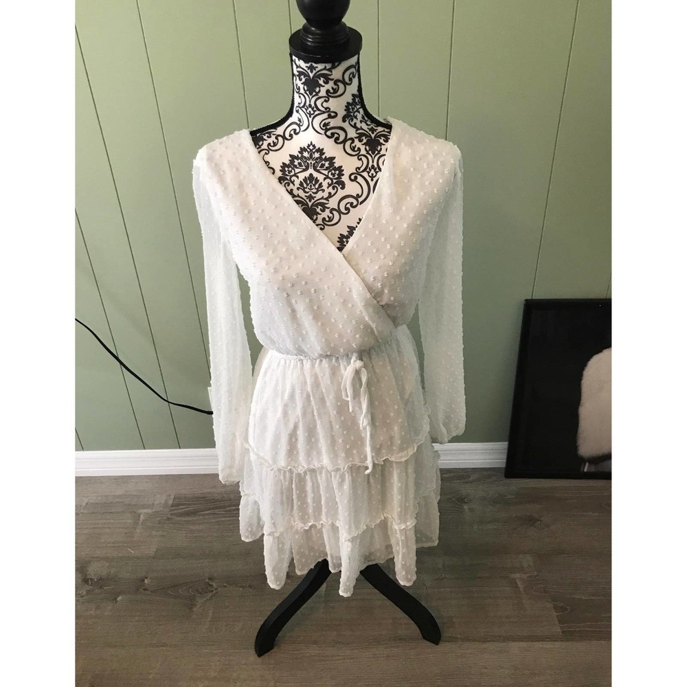 White sheer longsleeve Dress